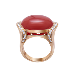 Ring Yellow Gold Red Agate