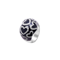 Ring Black Enamel Shape Heart
