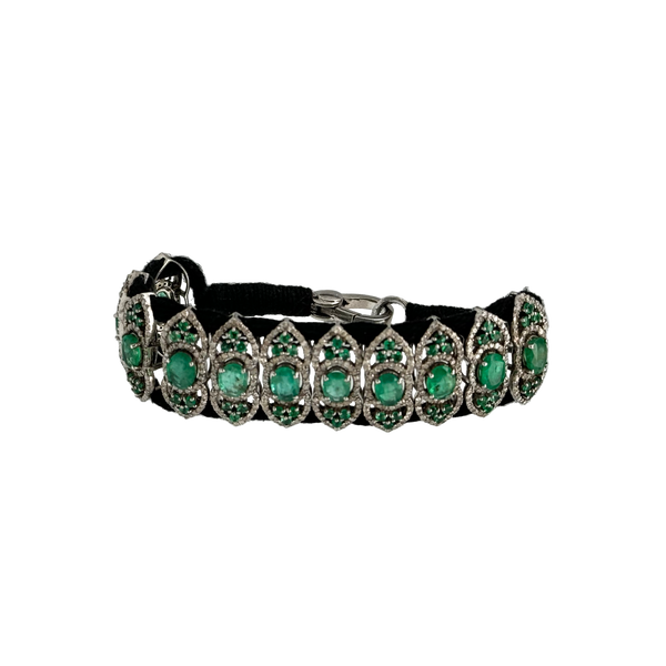 Bracelet White Gold Emerald And Diamonds