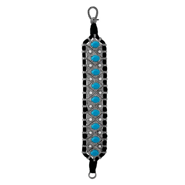 Bracelet White Gold Turquoise And Diamonds