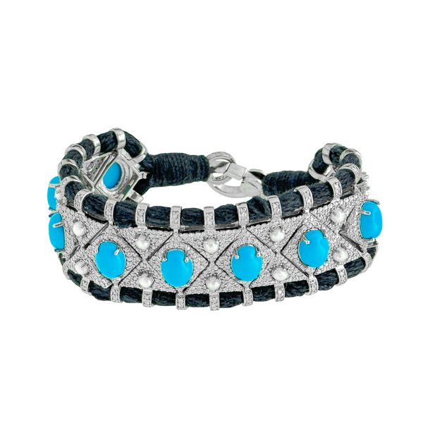Bracelet White Gold Turquoise And Diamonds
