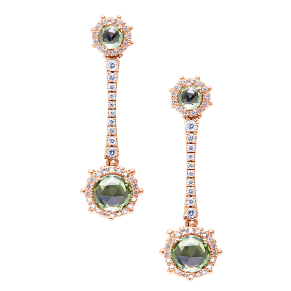 Earring Oval Peridot With Diamonds