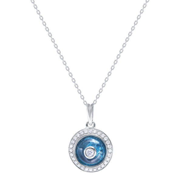Pendant Blue Topaz And Diamonds