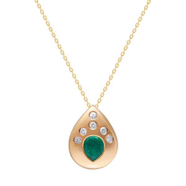 Pendant Tear Emerald With Diamonds