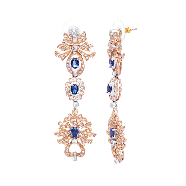 Earrings Blue Sapphire with Diamonds