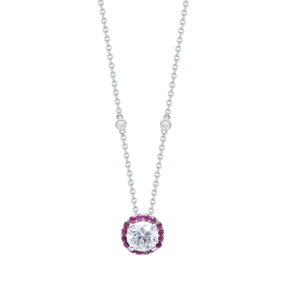 Necklace Round Diamond And Ruby