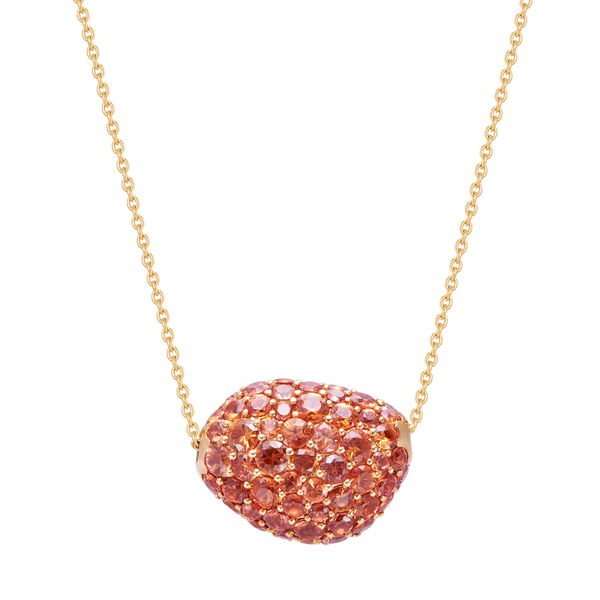 Necklace Round Orange Sapphire