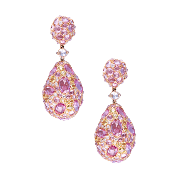 Earring Pink And Yellow Sapphire