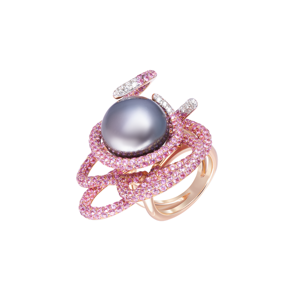 Ring Sea Peral Pink Sapphire