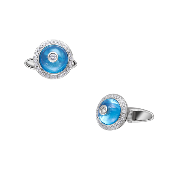 Cufflink Blue Daimond Circle
