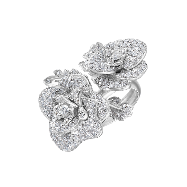 Ring 2 Flowers With Diamonds