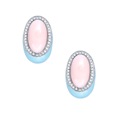 Earring Coral And Light Blue Enamel